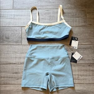 SET Active Blue Sports Bra and Shorts Set